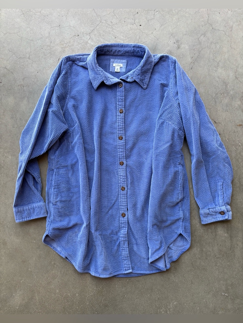 L.L. Bean Periwinkle Blue Comfort Corduroy Relaxed Shirt Jacket Shacket 2X Plus